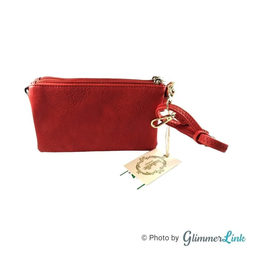 NWT Isabelle Red Vegan Crossbody Clutch Bag - Picture 4 of 14